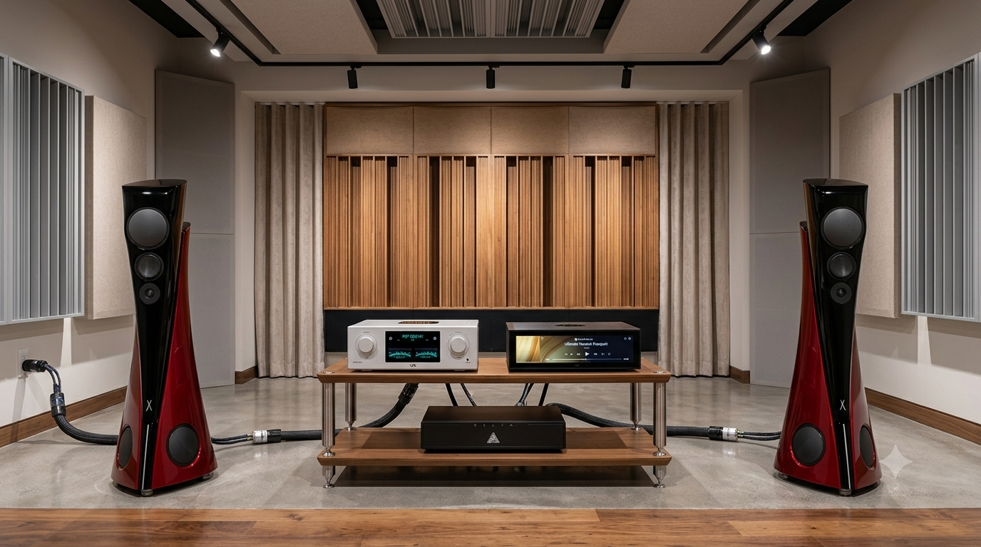 Estelon speakers with T+A electronics in a dedicated listening room